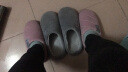惠夫人 家居棉拖鞋女防滑月子冬天室内大码加绒男女式保暖棉拖鞋情侣 经典格  栗紫 36-37 适合35-36码穿 实拍图