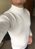 啄木鸟毛衣男士半高领秋冬季针织打底衫内搭潮流学生修身黑色毛线衣男 白色 M 实拍图