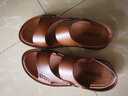 轩途诗凉鞋男真皮夏季休闲男士沙滩鞋潮外穿软底拖鞋男耐磨防滑青年两用 2510卡其色 40 实拍图