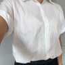 子牧棉麻夏装 女韩版百搭衬衫短袖宽松显瘦洋气小众设计感上衣2437 白色 M (建议110斤以内) 实拍图