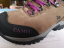 骆驼（CAMEL）秋季户外登山鞋牛皮防水防滑耐磨高帮徒步鞋 FB22243989，咖啡/紫红，女 35 实拍图