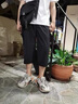 逐墨客七分裤男短裤男款休闲裤子宽松夏季7分马裤冰丝运动速干裤大码 172黑色 2XL 实拍图