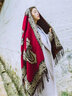 鑫豪睿围巾女秋冬季保暖民族风女士加厚两用空调披肩外搭红色古风斗篷式 腰果花酒红色 均码 实拍图