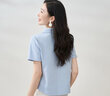 欧莎（OSA）纯色V形polo领t恤衫女士夏季衣服2025新款短袖高档显瘦减龄上衣 蓝色 L 实拍图