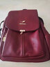 玫瑰袋鼠品牌轻奢旅游双肩包包女2026七夕时尚百搭真皮女士背包牛皮软 酒红色 实拍图