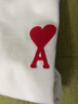 AMIPARIS【经典款】男女同款经典款红色爱心刺绣休闲棉质宽松圆领短袖T恤 175自然白/红色 UTS004.726 S 实拍图