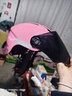 YOHE永恒电动摩托车头盔夏季男女士电瓶车防晒透气半盔轻便式安全帽3C 粉色选配黑茶 大小可调节 实拍图