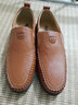 CLOHOO皮鞋男士真皮夏季商务休闲鞋子男舒适懒人驾车透气一脚蹬豆豆男鞋 红棕色-四季款 40 实拍图