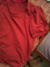 茵曼（INMAN）夏季新款法式方领套头泡泡袖修身气质显瘦棉质T恤女 大红色 XL 实拍图