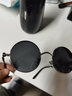 欧美朋克哥特风潮男女太阳镜 圆形复古偏光墨镜 彩膜时尚个性眼镜 银框黑灰 镜布+镜袋 实拍图