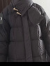 艾莱依羽绒服女款时尚围巾牛角扣中长款防风保暖冬季外套 炭黑 L 实拍图