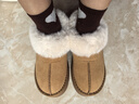 拉夏贝尔冬季雪地靴2024新款加绒保暖毛毛棉拖鞋设计东北大棉鞋休闲棉拖 驼色 有跟 36 实拍图