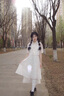 丹珠娜新款连衣裙女装茶歇法式桔梗长裙子温柔风蓝色雪纺碎花吊带裙子女 1066开衫+吊带裙 XL 实拍图