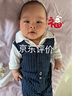 依尔婴男宝宝周岁礼服英伦风百天宴假两件小西装连体衣婴儿满月衣服春秋 藏青条绅士 长袖 73cm 实拍图