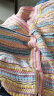 百图betu女装夏新款毛针织衫复古V领混彩条纹短袖针织衫女2305T85 粉红 S 晒单实拍图