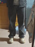 viishow新款潮牌休闲牛仔裤男士潮牌ins百搭直筒宽松阔腿长裤 黑灰 XL 实拍图