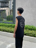 MMOPTOP纯棉背心男士夏季运动休闲印花无袖坎肩宽松打底衫女MB02黑色L 实拍图