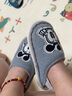 巴布豆儿童棉拖鞋秋冬男女宝宝拖鞋软底防滑1-3岁宝宝居家室内地板鞋 70003浅灰 内长14cm 170码适合脚长13-13.5cm 实拍图