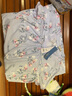 达尔丽睡裙女夏季短袖纯棉中裙蕾丝花边V领宽松印花新疆棉家居服女套装 粉蓝T8212201-012 XXL【建议体重120-150斤】 实拍图