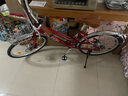 兰令自行车成年人通勤铝合金女士亲子带小孩城市上班代步变速单车 花语-烈焰红【一字直把+镂空座垫】 24英寸 禧玛诺7速 实拍图