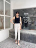 娅丽达（YERAD）休闲直筒裤女2024夏季新款西裤小个子女裤黑色开叉西装裤 白色(K0) 29码(2尺2) 实拍图