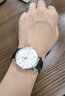 卡罗莱男士手表全自动机械表运动男表防水多功能时尚真皮精钢带夜光腕表 银色白色皮带 CA1112 实拍图
