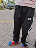 艾诺轮女童卫裤长裤款中大儿童装女孩7-15岁少女外穿秋季天款宽松休闲裤 黑色 彩条春秋款 160 建议150cm左右 实拍图