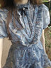 LULUALWAYS我爱露露25夏季新款优雅气质梦幻蓝色轻盈欧根纱连衣裙 蓝色 S 实拍图