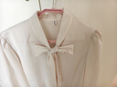 FitonTon长袖衬衫女春秋款蝴蝶结系带设计感职业气质衬衣缎面上衣 白色 L 实拍图