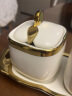 蕊顺 北欧式盐罐调料盒轻奢厨房调料罐创意调味瓶白色金边陶瓷糖罐 4个调料罐+托盘+4勺 晒单实拍图