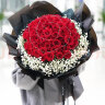 来一客情人节红玫瑰生日花束鲜花速递同城配送全国表白求婚礼物 52朵红玫瑰白色满天星 实拍图