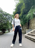 Foss Phil裤子男士春夏季宽松垂感休闲长裤印花运动阔腿直筒裤FPK19黑色M 实拍图