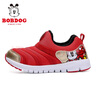 巴布豆（BOBDOG）毛毛虫童鞋秋冬季男童软底休闲鞋儿童运动鞋女 红/浅金（二棉） 28 适合脚长17.1cm 实拍图