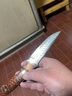 煌利 户外装备工具小刀具大马士革钢刀子防身多功能登山用品荒野外求生刀随身花纹钢瑞士军士刀一体龙骨直刀 荣耀大马士革款+皮套 实拍图
