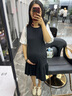 歌莉娅拼接假两件连衣裙女夏季新品名媛气质a字通勤小香风裙子1A6C4HARA 00B黑色 S (155) 实拍图