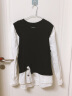 BASIC HOUSE/百家好衬衫女装秋新款设计感小众宽松假两件韩版上衣女 黑色 XL 实拍图