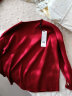 拉夏贝尔homme针织衫女2022秋季新款女装红色毛衣女圆领纯色打底针织衫外穿加厚保暖内搭女 酒红色 均码（建议80-140斤） 晒单实拍图