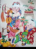 红泥坊天津杨柳青年画春节礼品吉祥娃娃抱鱼印刷装饰海报新婚墙贴送长辈 三星送福(75*52cm) 实拍图