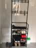 霓峰家用鞋架门口宿舍衣帽架简易衣帽一体鞋柜收纳出租屋多功能置物架 5层加粗黑色【长60-经济款】升级带衣帽架 实拍图