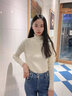 妃丽慕尚半高领内搭打底衫女秋冬季长袖针织衫上衣洋气蕾丝花边修身毛衣女 2976杏色 M 建议105斤以内 实拍图