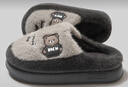 安尚芬男士棉拖鞋男款秋冬季2024新款室内家居厚底防滑毛毛绒保暖拖鞋女 深灰色【可爱小熊】 40-41 实拍图