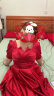 塞德勒敬酒服新娘2022新款方领结婚订婚回门礼服平时可穿缎面 酒红色中长款 XL (建议116-125斤) 实拍图