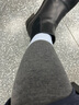 松山棉店【自由穿小暖羊儿童打底裤】保暖裤秋裤加绒男童女童冬中大童裤子 高腰单裤-深灰条纹 150 cm 实拍图