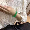行婷 行婷 满绿翡翠(处理)手镯女冰种正阳绿飘绿花玉手镯子  58-59mm 实拍图