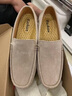 水木苒豆豆鞋男时尚百搭英伦反绒透气潮休闲韩版懒人乐福夏一脚蹬驾车鞋 卡其色  44 实拍图