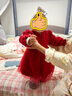 戴维贝拉女童加绒连衣裙2023秋冬儿童红色公主裙周岁礼服裙子 实拍图