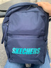 斯凯奇（Skechers）双肩包男女同款书包简约时尚大容量旅行包学生背包 藏青色【经典款-约24.4L大容量】 实拍图