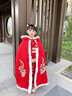 安妮优儿女童汉服冬款拜年服女宝中国风2025新款古装过年冬季儿童新年唐装 红色披风 160 实拍图