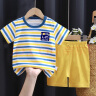 易卡通夏款儿童短袖套装纯棉男女童宝宝婴儿衣服韩版卡通童装 K078-蓝橙短套 90cm. 晒单实拍图