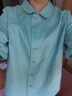 衣典零一（LEDIALYI）2024夏季女装新款休闲洋气中年短袖棉麻衬衫女夏天短款薄衬衣上衣 绿色 XL（推荐125-135斤） 实拍图